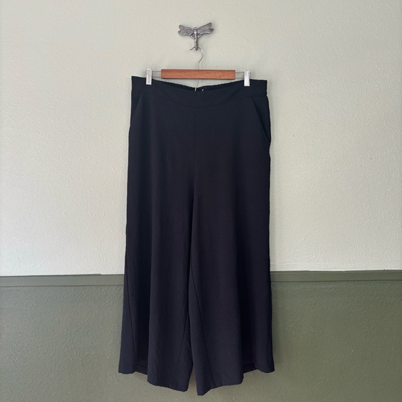 Adrianna Papell Black Wide Leg High Waist Cropped Pants Size Large - Picture 2 of 11